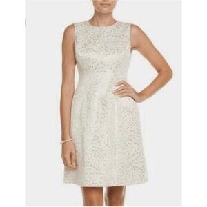 Elizabeth McKay Victoria Dress Cream and Metallic Gold size 4